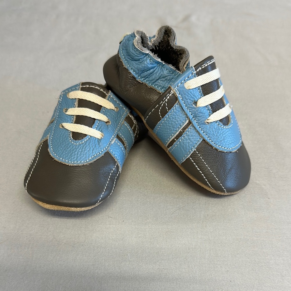⭐️ iEvolve - Blue and Black Baby Leather slip on Walker Shoes